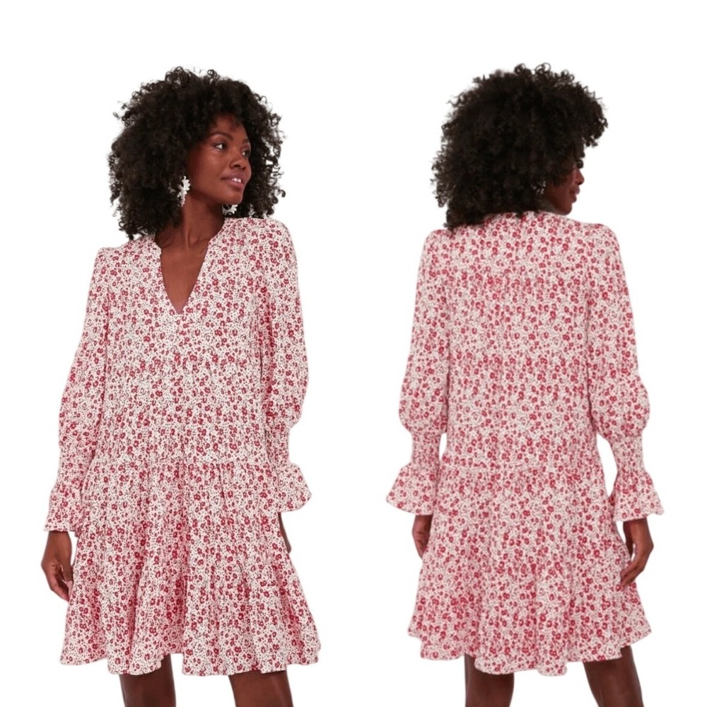 Tuckernuck Pomander Place Kenzo Floral Tiered Mini Dress Red Pink Garden Party M